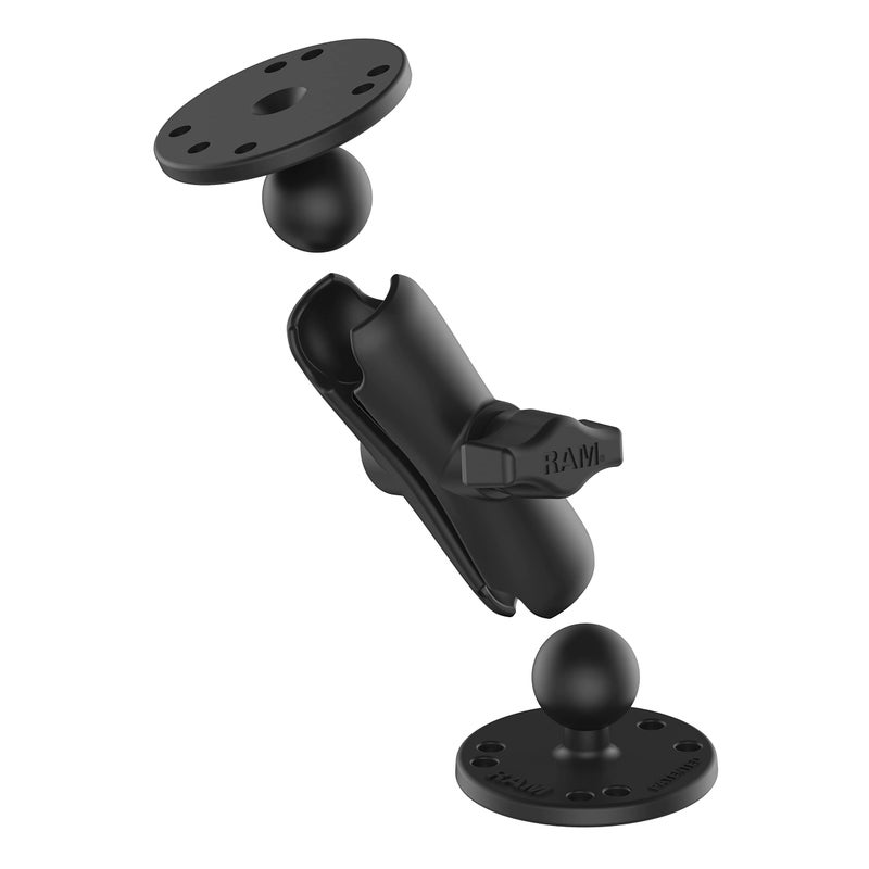 RAM Mounts Universal Double Ball Mount with Two Round Plates RAM-B-101U with Medium Arm for Drill-down Mounting - Image 2